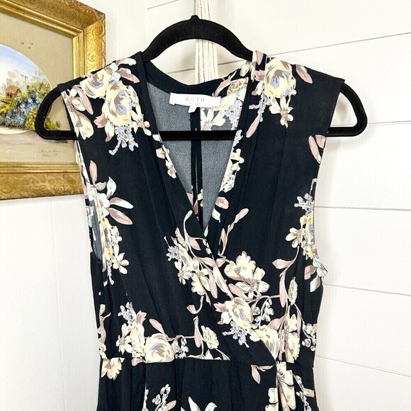 ASTR The Label Sleeveless Floral Hi Lo Faux Wrap Maxi Dress Black Size Medium - Picture 5 of 11